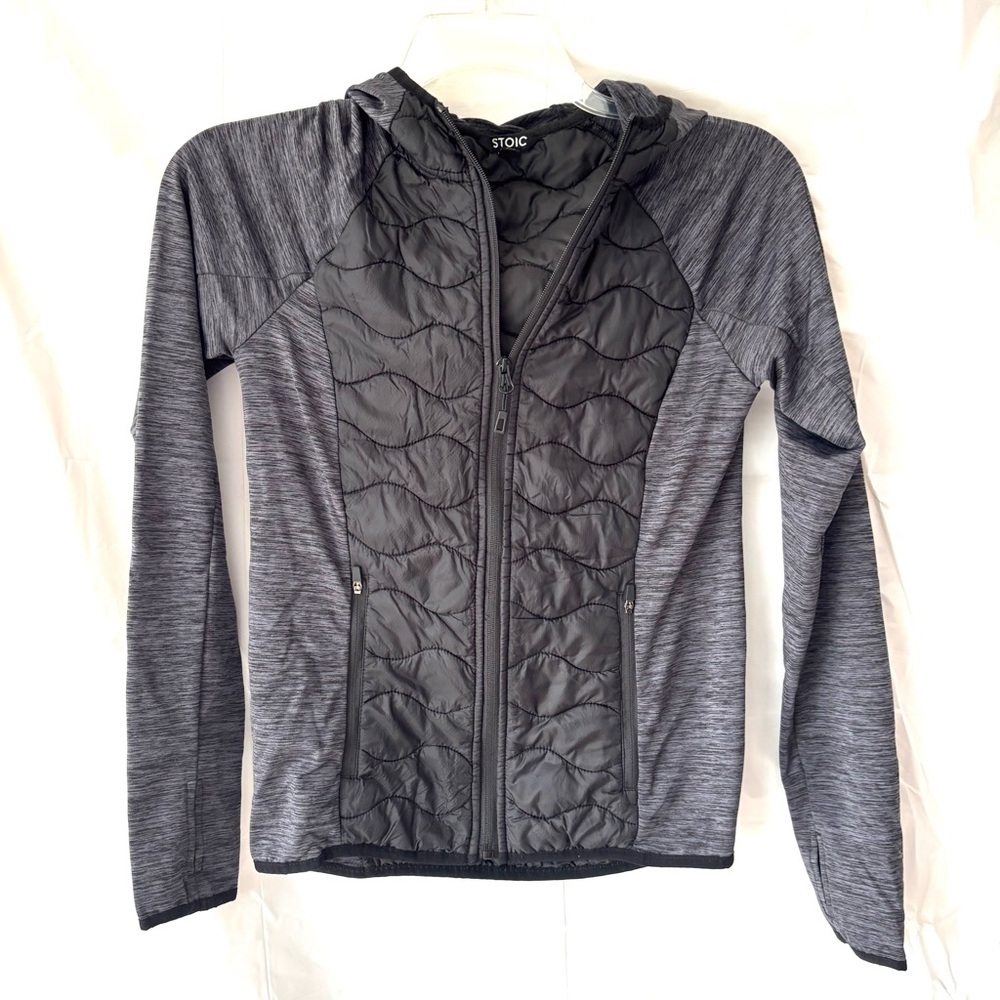 NWOT STOIC Puffer jacket Black Gray Full Zip Hybrid Fleece SZ XS - Picture 11 of 11